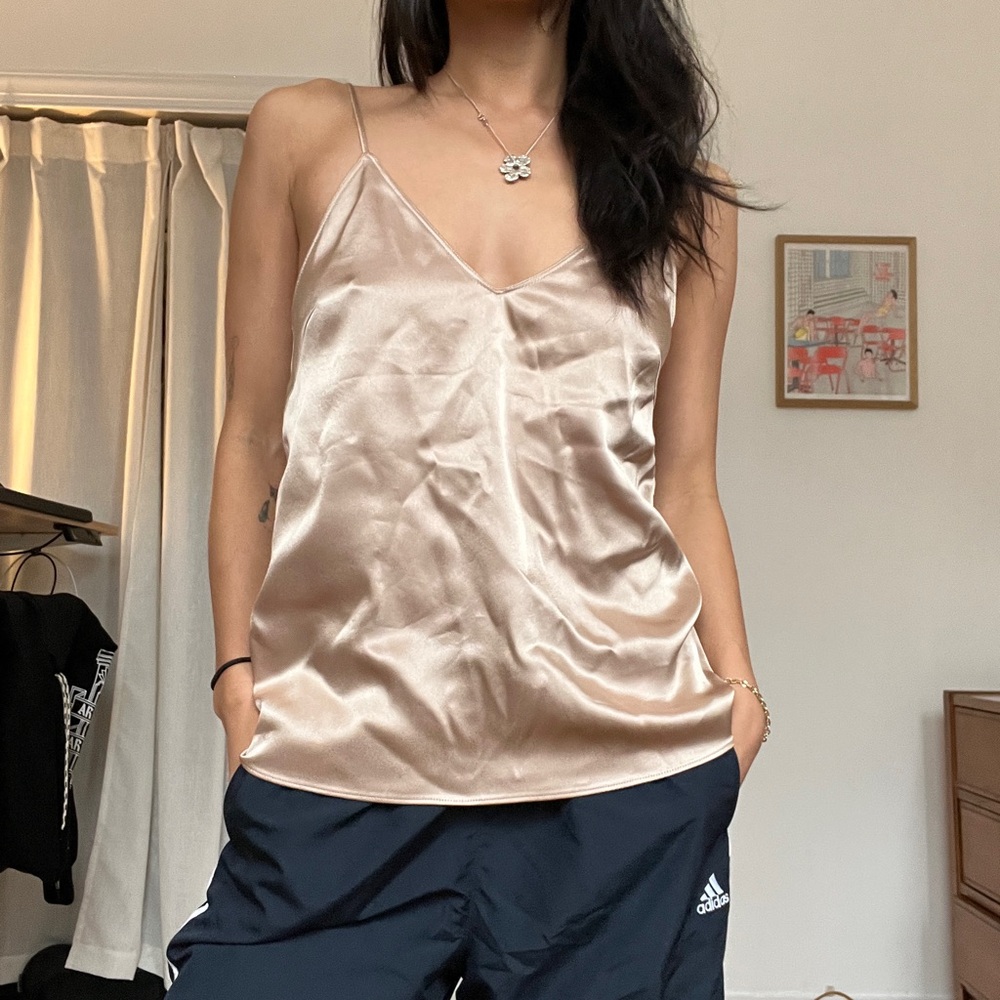 Aritzia gold satin camisole